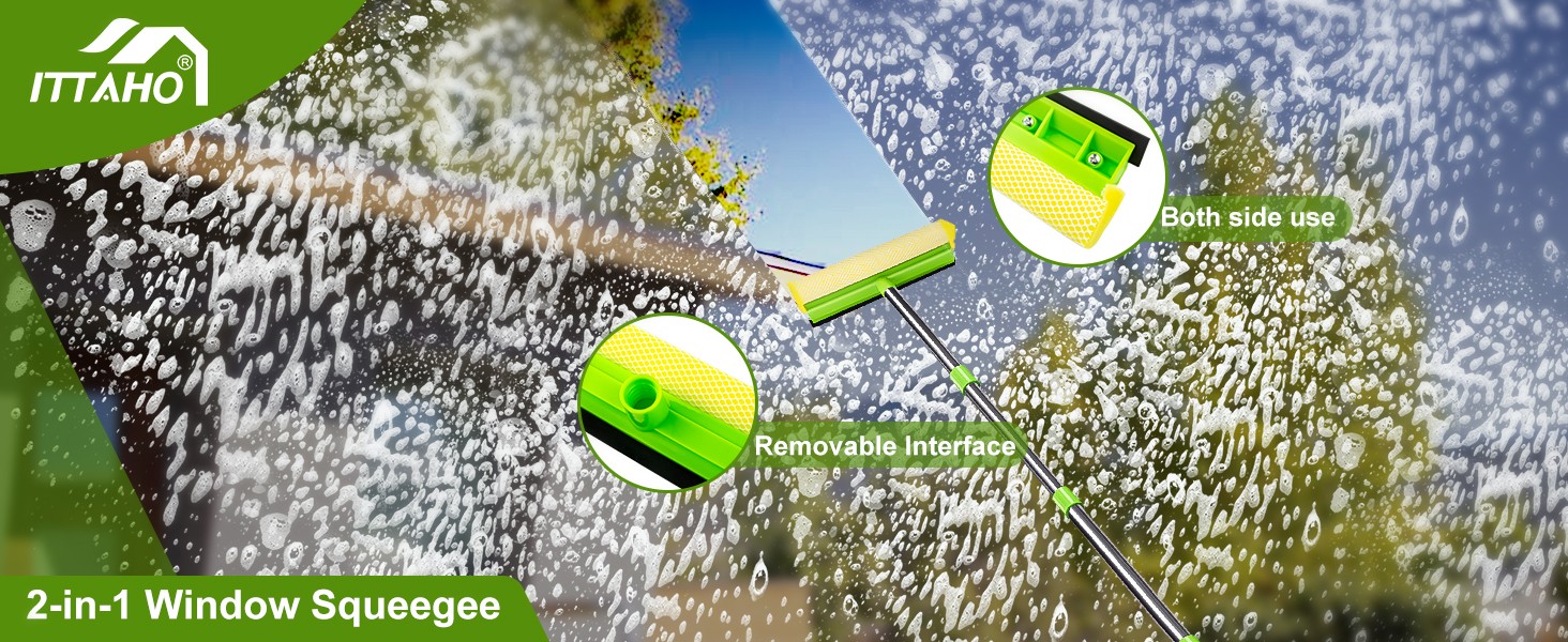 Window Squeegee, Squeegee for Window Cleaning, 2 in 1 Squeegee Window Cleaner