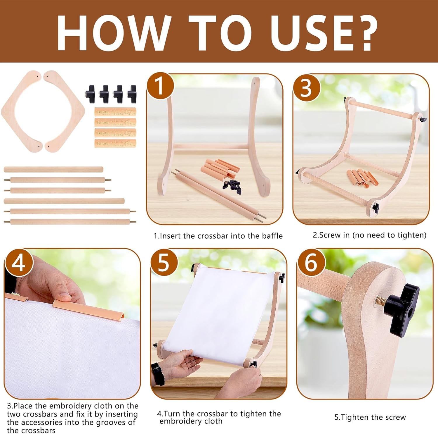 codree Adjustable Embroidery Table Stand, Wood Embroidery Hoop Holder, Hands