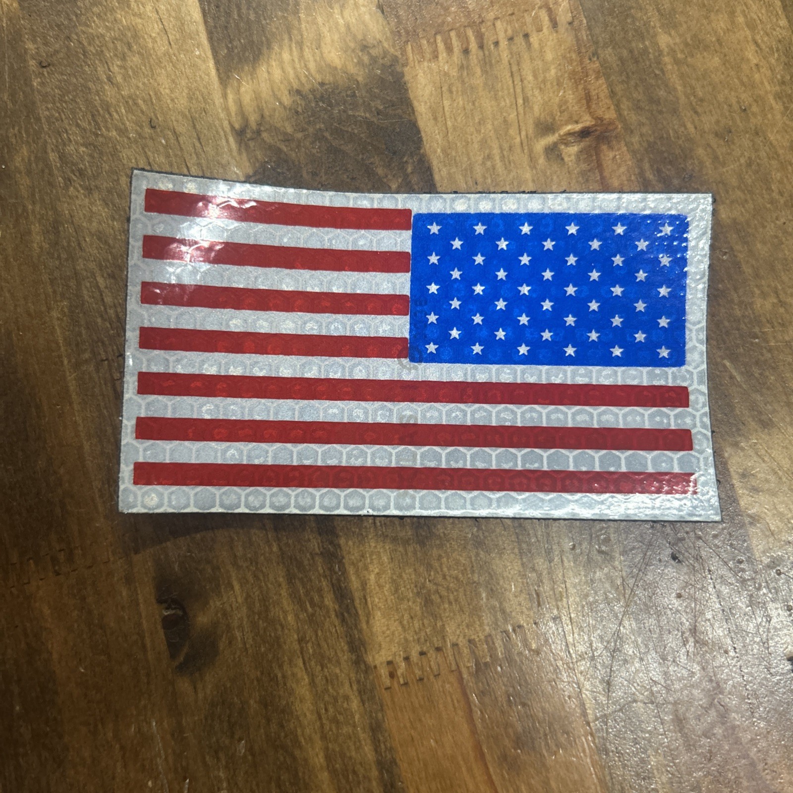 Reflective Honeycomb Reverse US American Flag Military Hook And Loop Patch