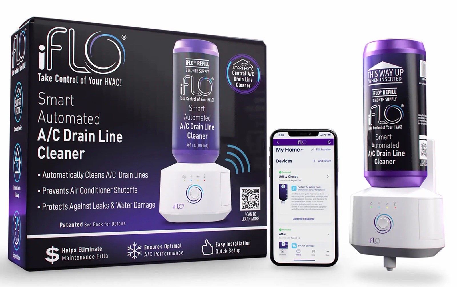iFlow Smart AC Drain Line Cleaner HVAC Auto Clean System iFlowKit01 New Sealed