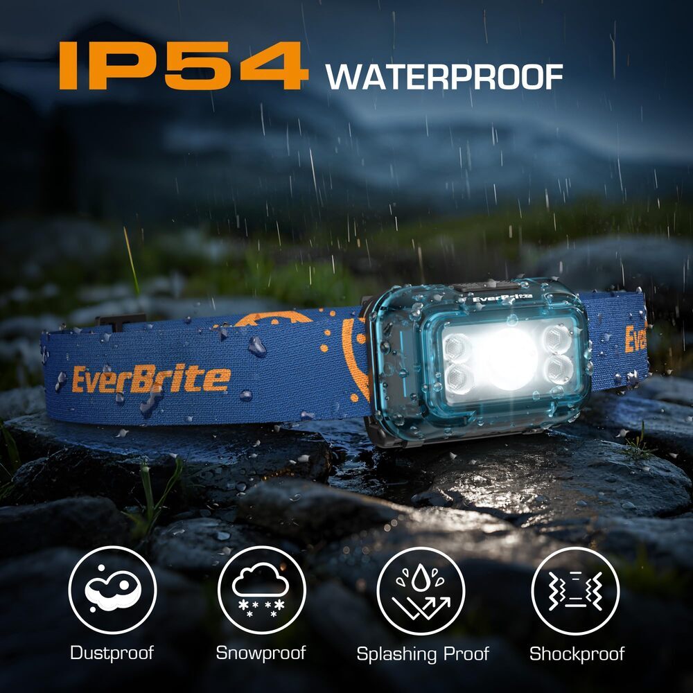 EverBrite 2 Pack USB Rechargeable LED Headlamp 5 Modes 120° Adjustable Headlight