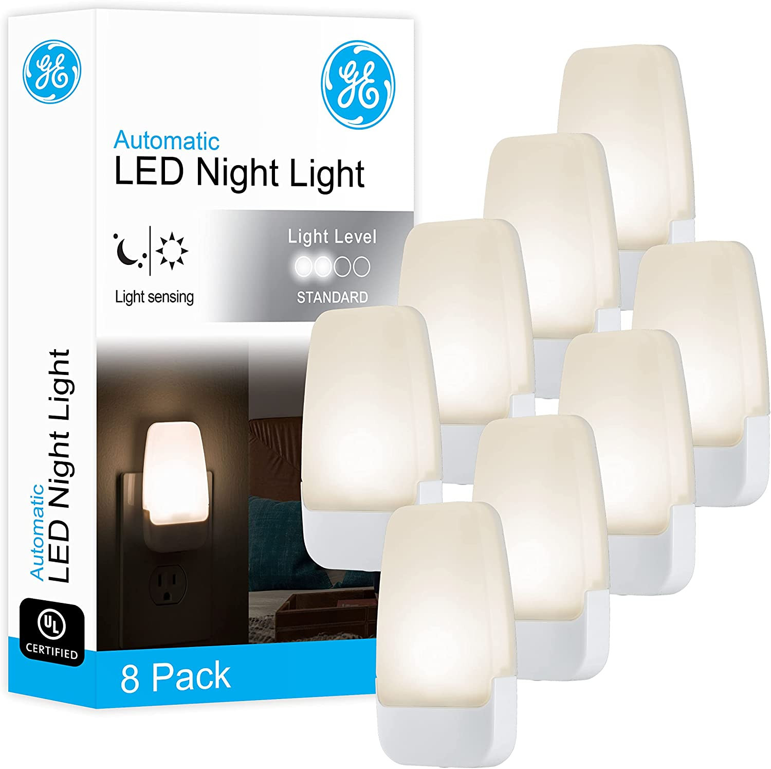GE LED Night Light, Plug-In, Dusk to Dawn Sensor, Warm White, Ambient Lighting,