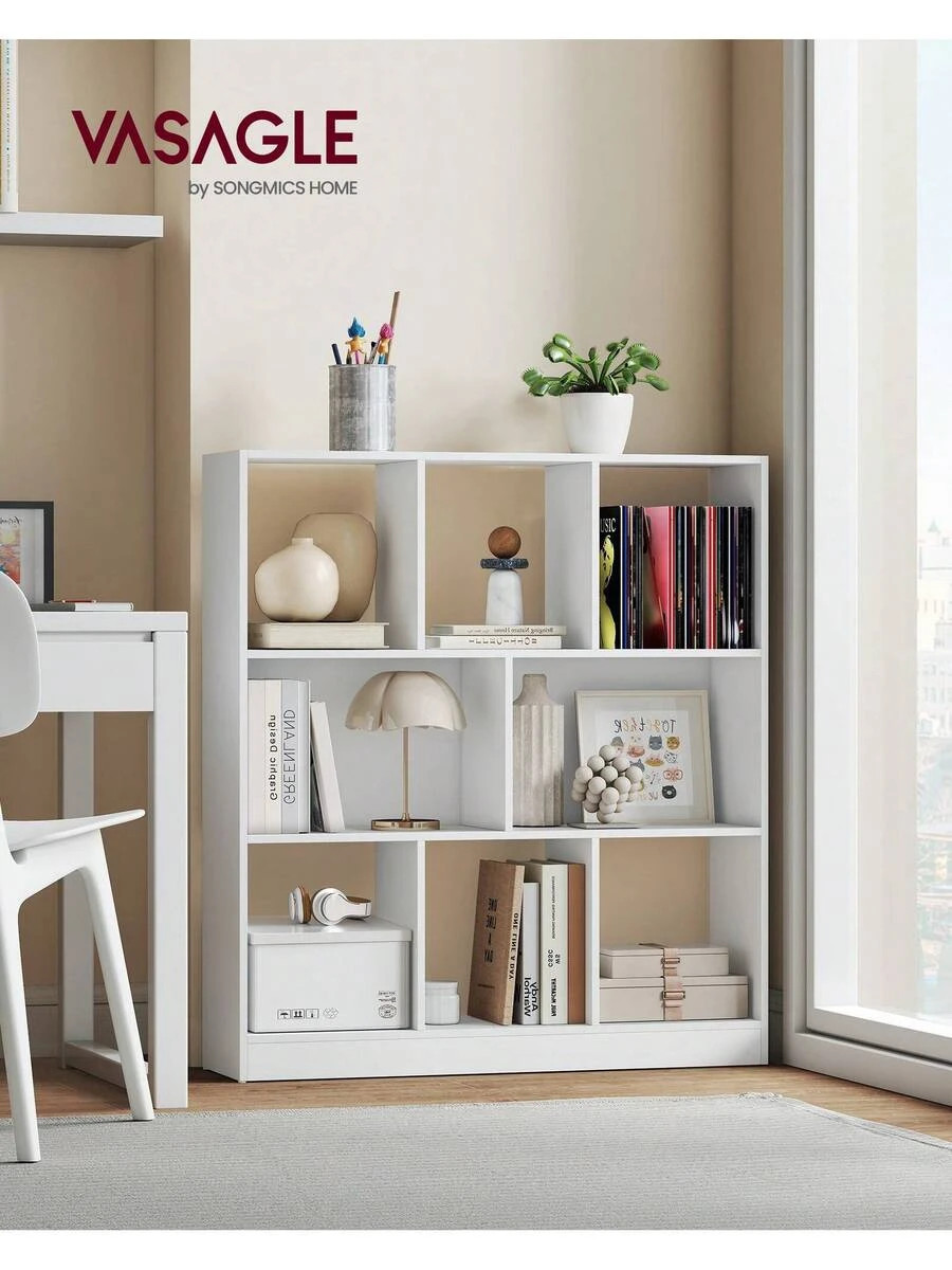 3-Tier Bookcase 9.4"x35.4"x39.4" Open Storage Shelf White