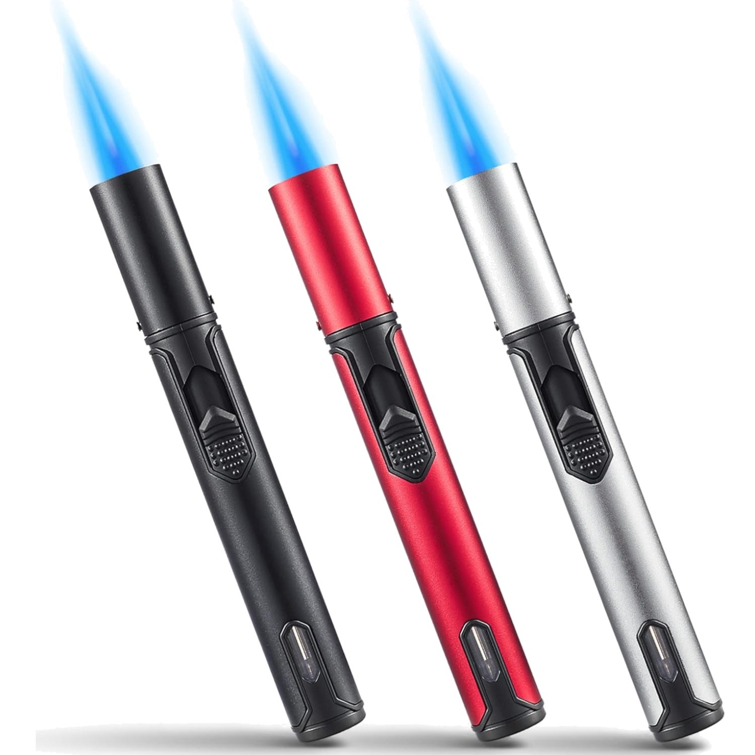 3 Pack Butane Torch Lighters, 6-inch Refillable Pen Lighter Adjustable Jet Fl...