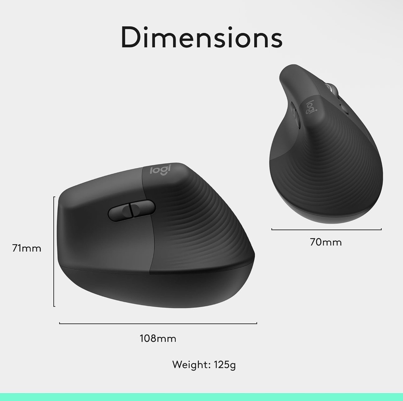 Logitech Lift Vertical Ergonomic Right-Handed Bluetooth/Wireless Optical Mouse