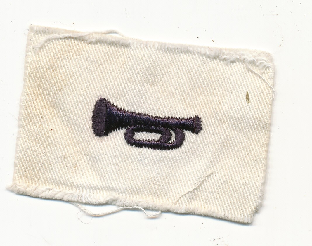 Bugleman Bugle master striker mark patch US Navy WWII white cotton