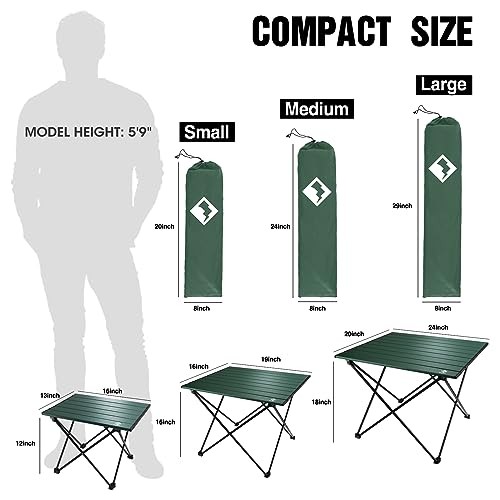 Portable Camping Side Table, Ultralight Aluminum Folding Beach Table with