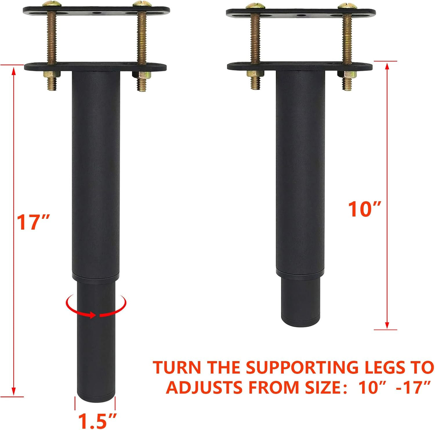 2PCS (10"-17") Adjustable Height Center Support Leg for Bed Frame, Bed Center...