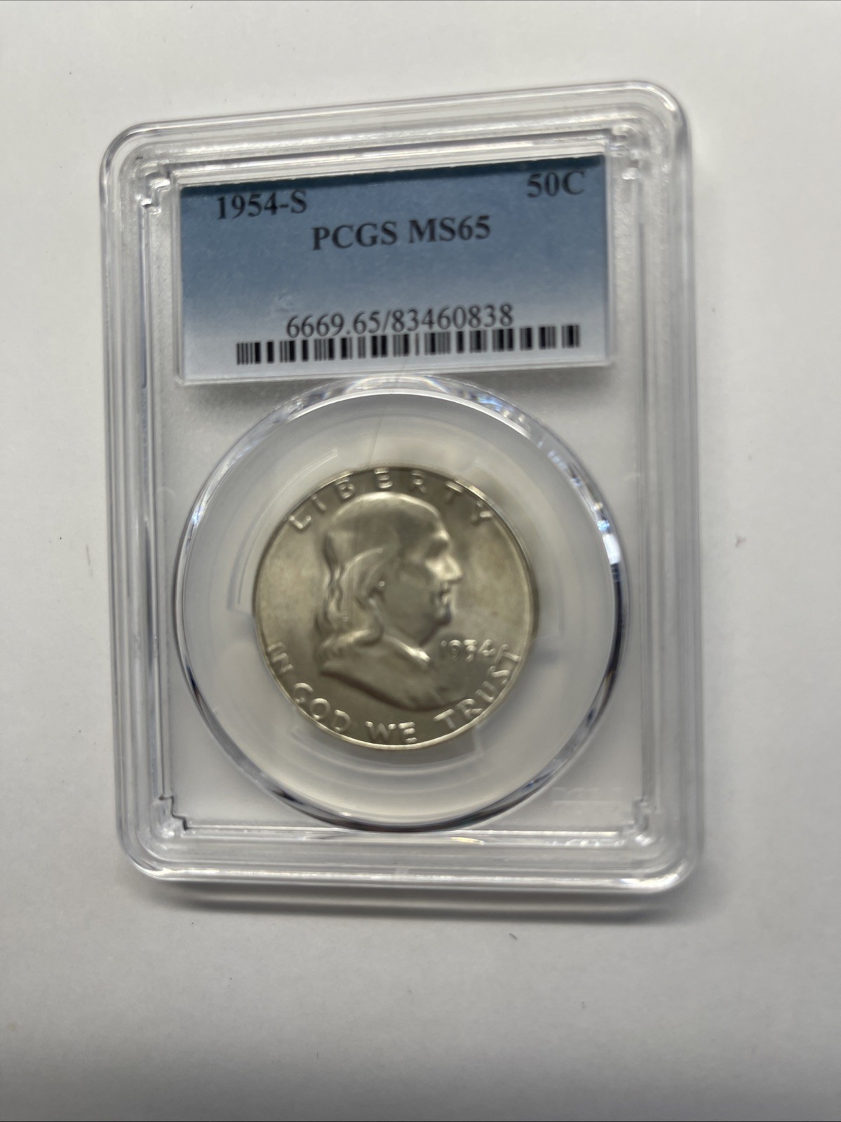 1954 S Franklin Silver Half Dollar - PCGS MS65