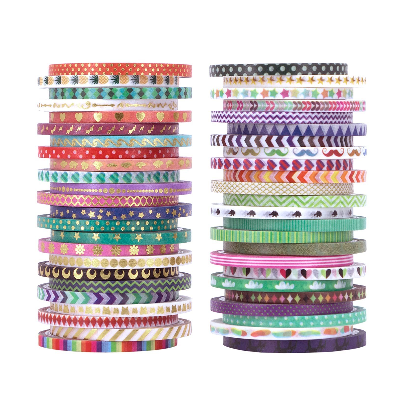 NANYNNU Cute 48 Rolls Washi Tape Set,Foil Gold Thin Decorative Masking Washi ...