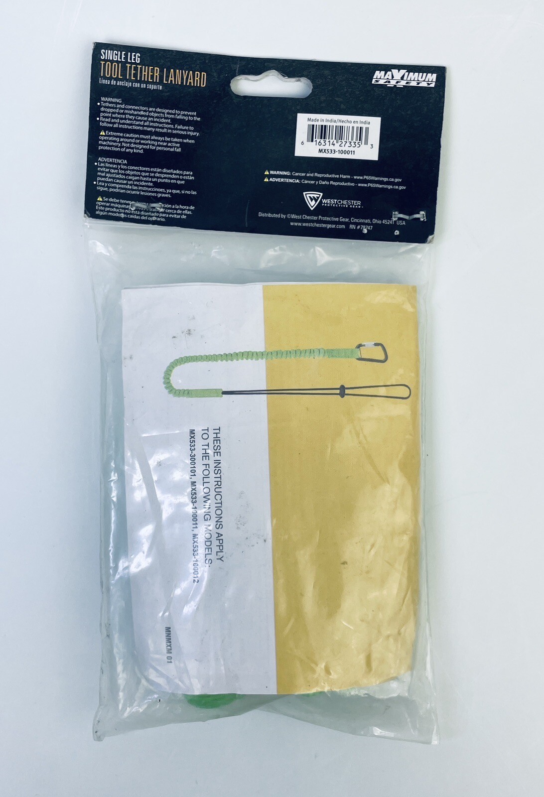 Maximum Safety Tool Tether Lanyard MX533-100011 22lbs Hold