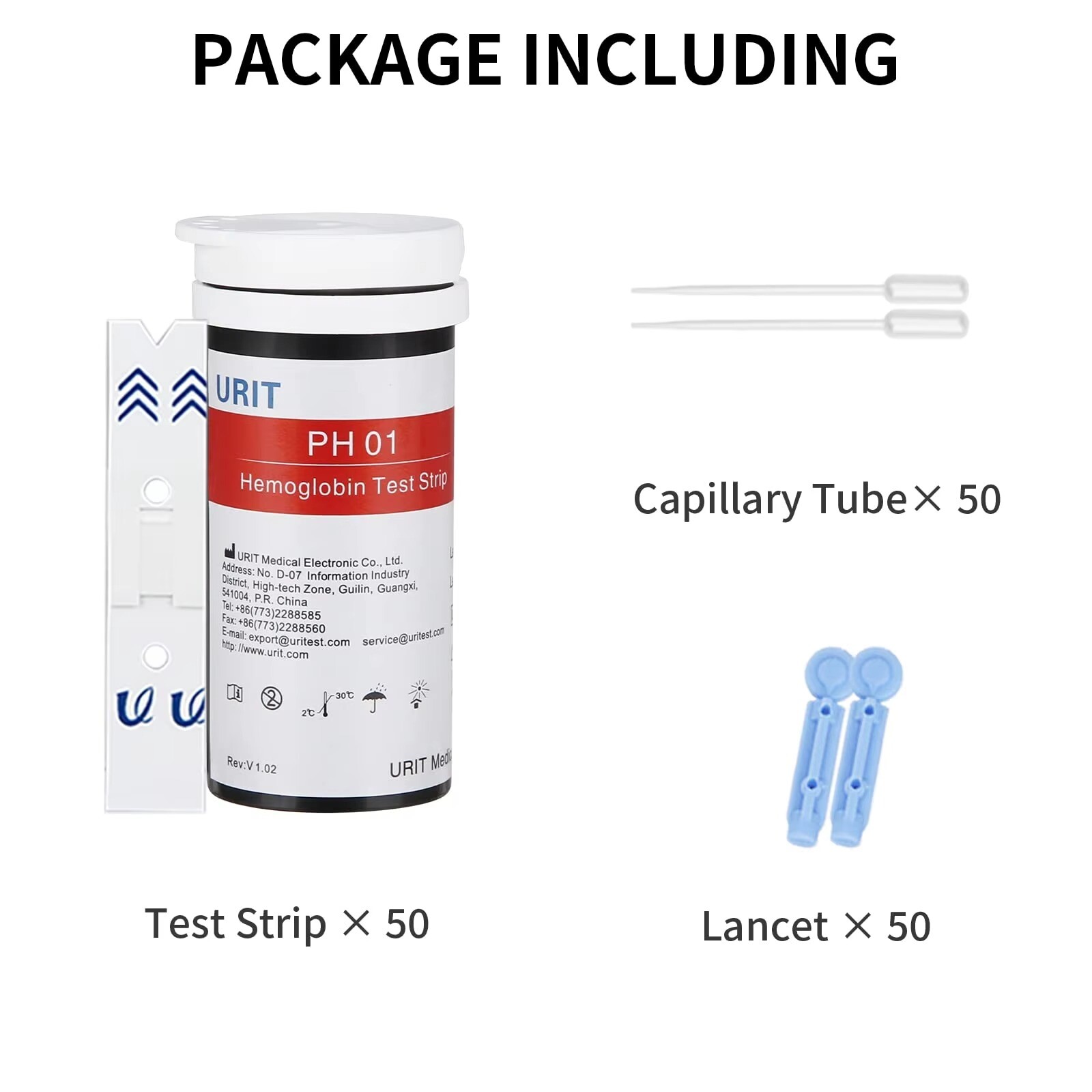 Hemoglobin Test Meter Kit 25 Test Strips & Lancets Home Blood Testing gt