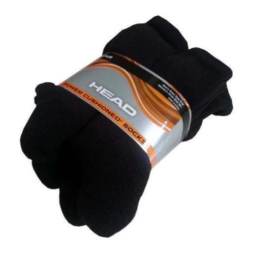 6 PACK COSTCO HEAD POWER CUSHIONED SOCKS BLACK MEN'S SIZE 9-12 CUSHION / NWOT