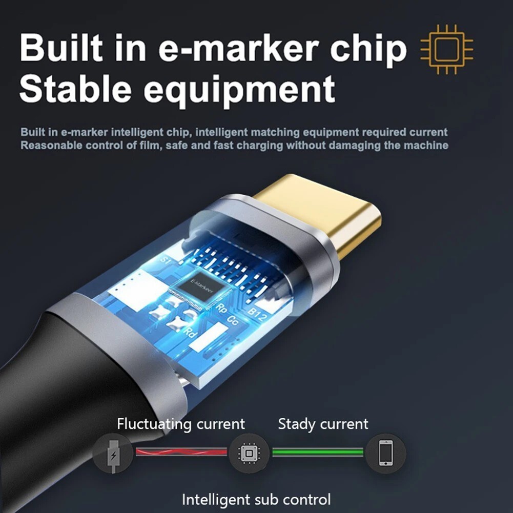 2PACK 1meter USB-C to USB-C 3.2 Gen2 Type-C Charger Data Cable PD 100W 5A 10Gbps