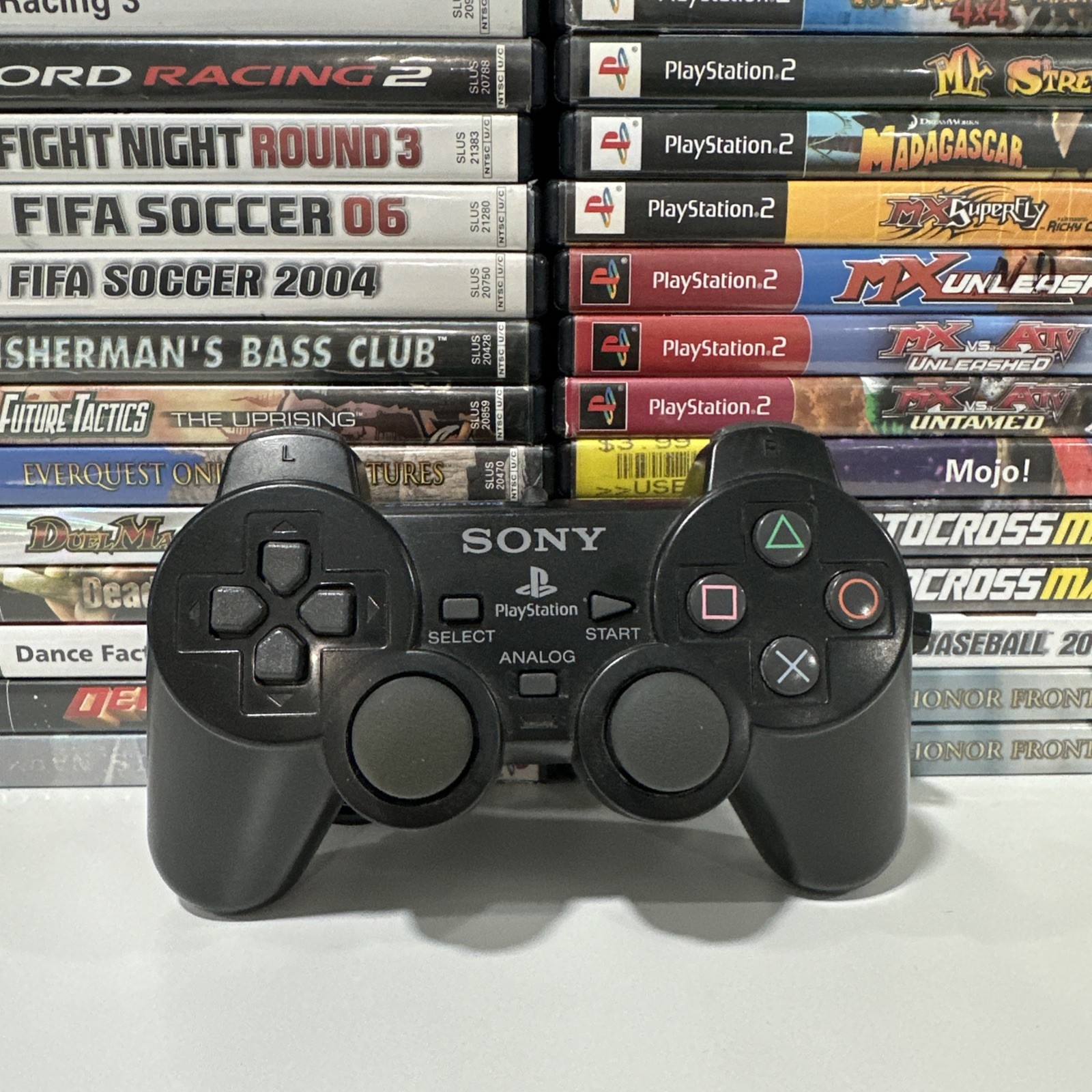 Sony PS2 BLACK Wired Controller OEM DualShock PlayStation 2 AUTHENTIC