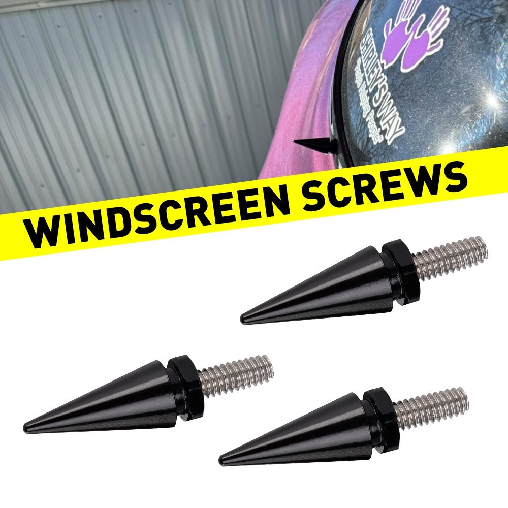 3PCS Windscreen Windshield Spike Screws For Harley Electra Glide 1996-2013 Black