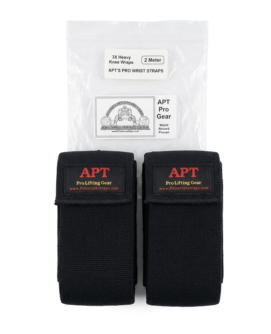 APT Pro Lifting Gear Convict Pro 2 Meter Knee Wraps - Brand New - Black
