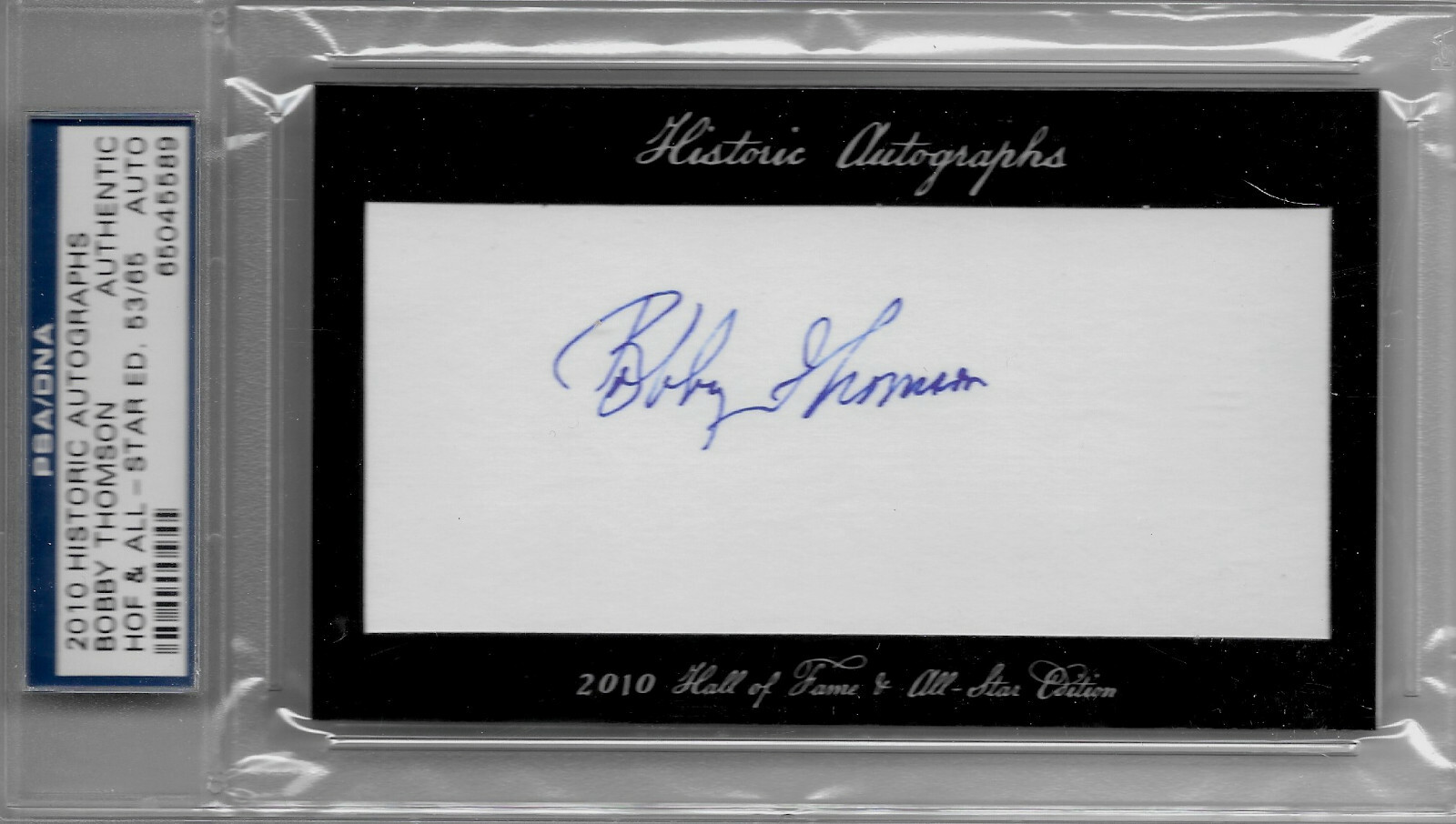 Bobby Thomson, NY Giants — Historic Autographs HOF/All-Star Edition — 53/65