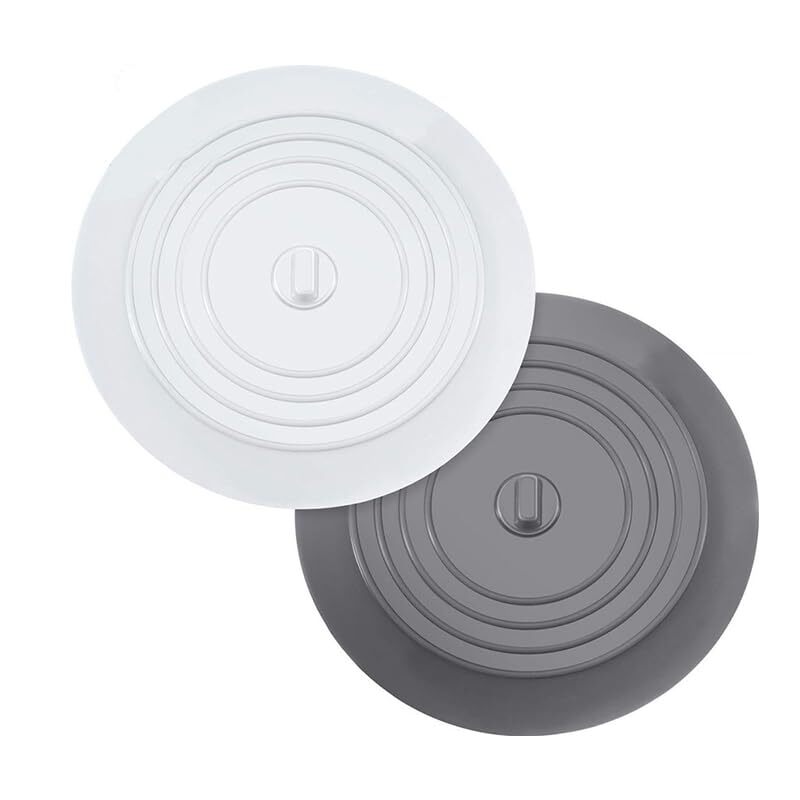 2 Pack 6 Inch Large Drain Stopper Silicone Bathtub Flat Drain Cover Hair Stopper