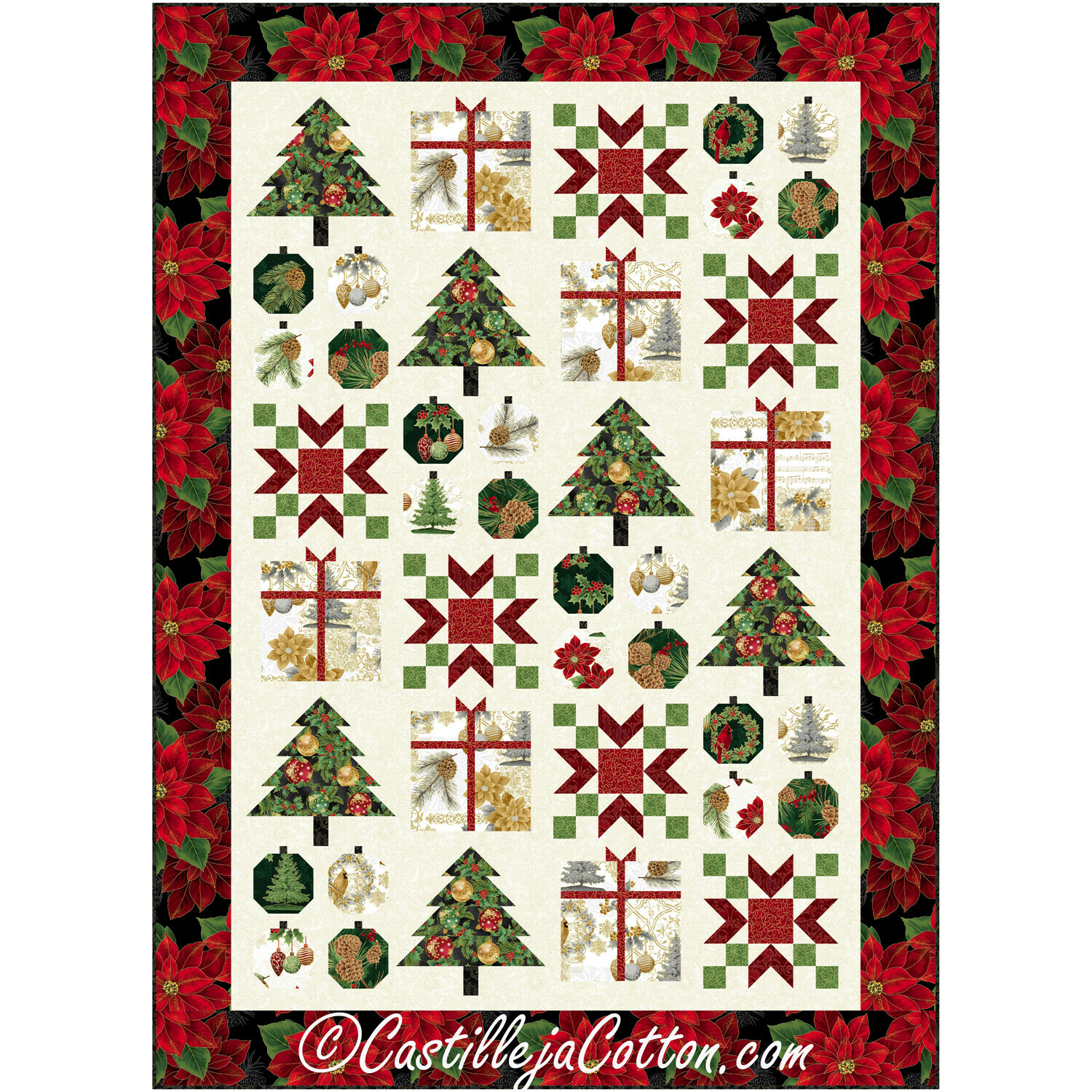 Christmas Things Quilt Pattern by Castille ja Cotton 52" X 72"