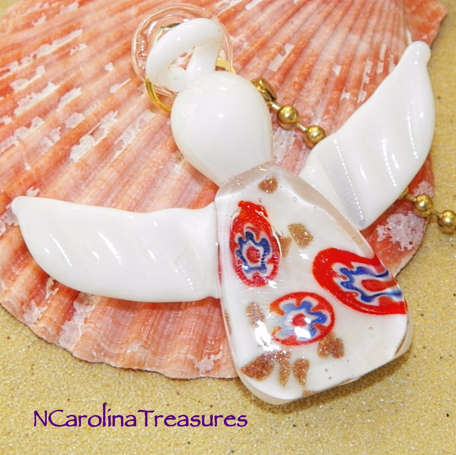 WHITE CHRISTMAS ANGEL HOLIDAY MURANO GLASS CEILING FAN LIGHT SWITCH PULLS PAIR