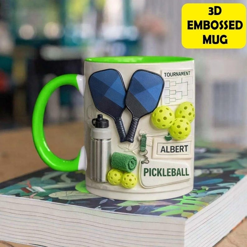 Match Day Pickleball 3D Mug, Personalized Player Gift, Sports Coffee Cup