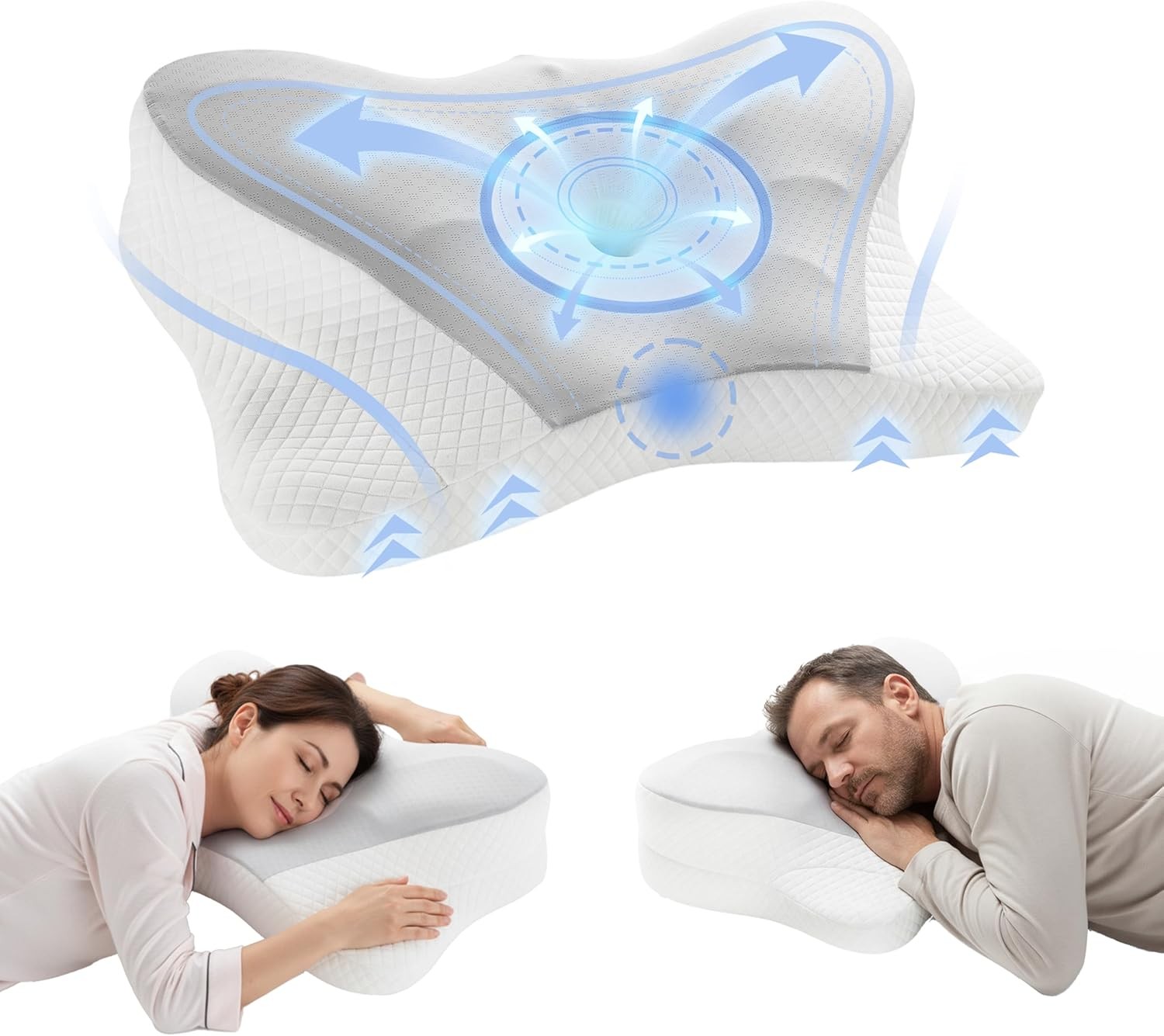 Ergonomic Cervical Pillow - Grey Memory Foam for Optimal Neck & Shoulder Comfort