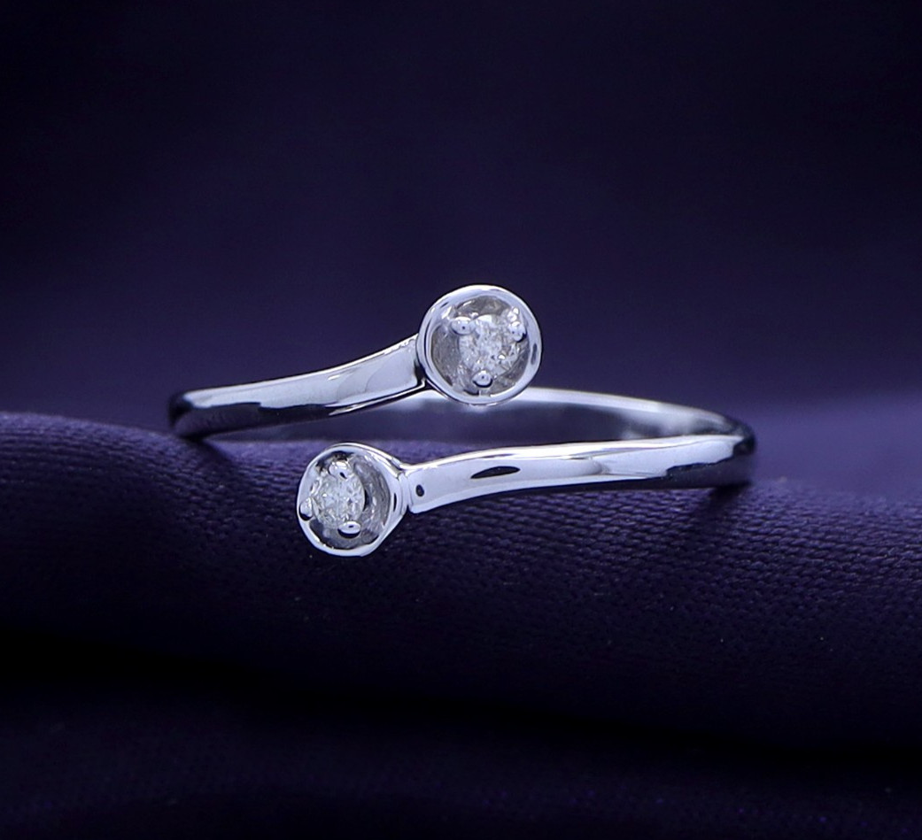Natural Round Diamond Accents Toe Ring 925 Sterling Silver
