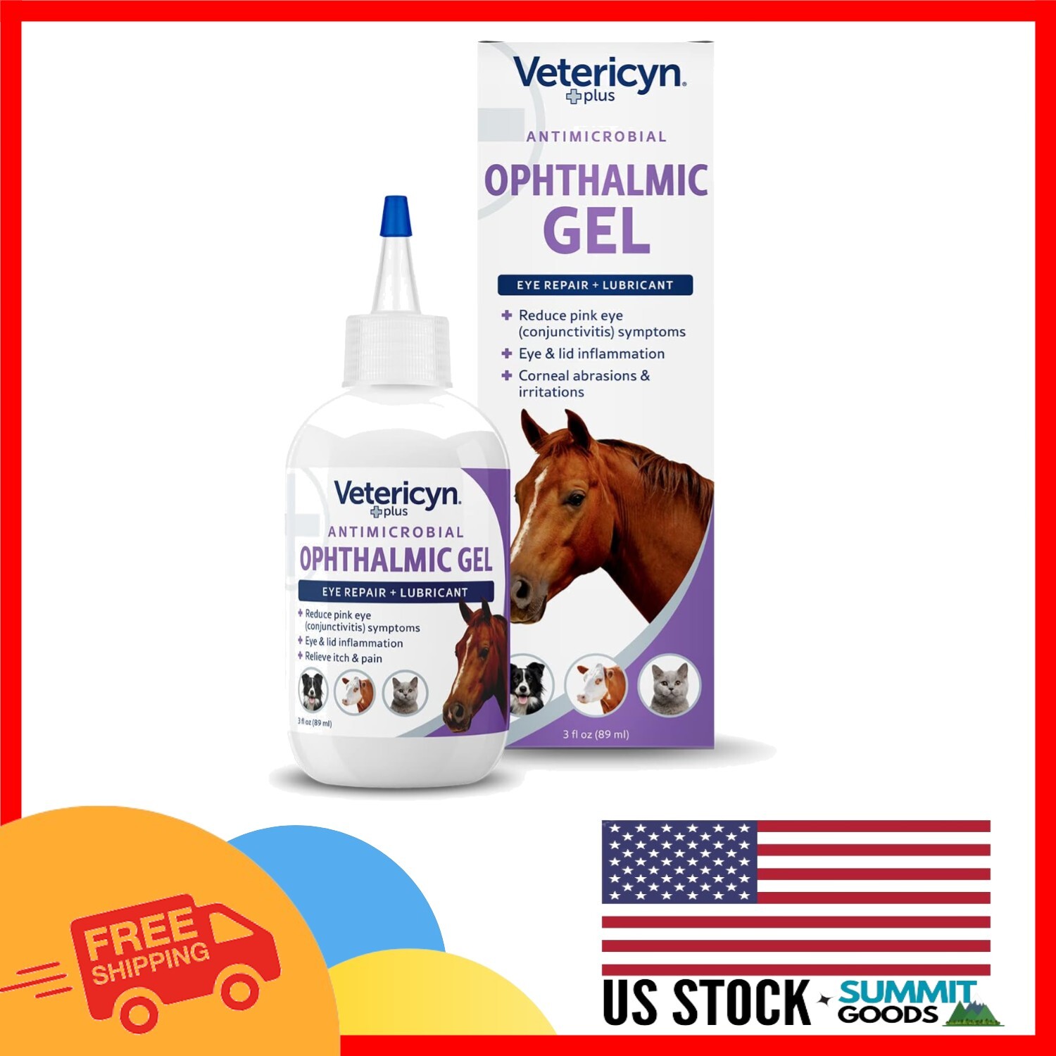 3 Oz Non-Toxic Eye Gel for Horses, Dogs, & Cats - Veterinarian Recommended Care