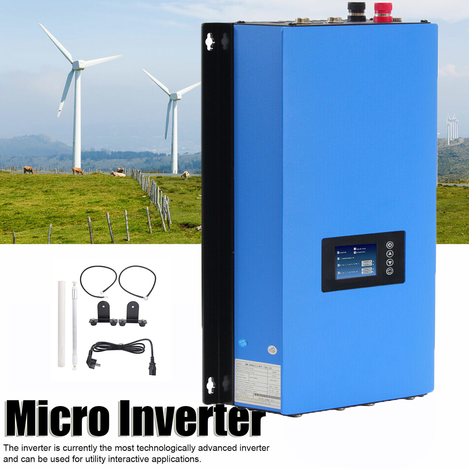 1000W Wind Power Grid Tie Inverter Pure Sine Wave w/Limiter 24V 48V Wind Turbine