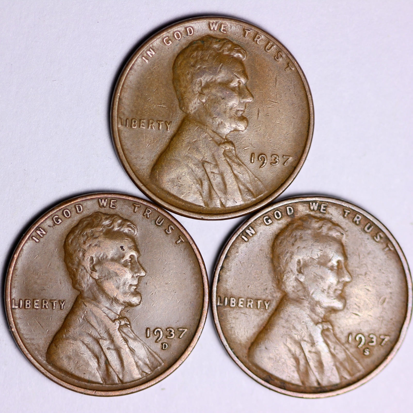 1937 + 1937-D + 1937-S  Lincoln Wheat Cents LOWEST PRICES ON THE BAY! FREE S/H