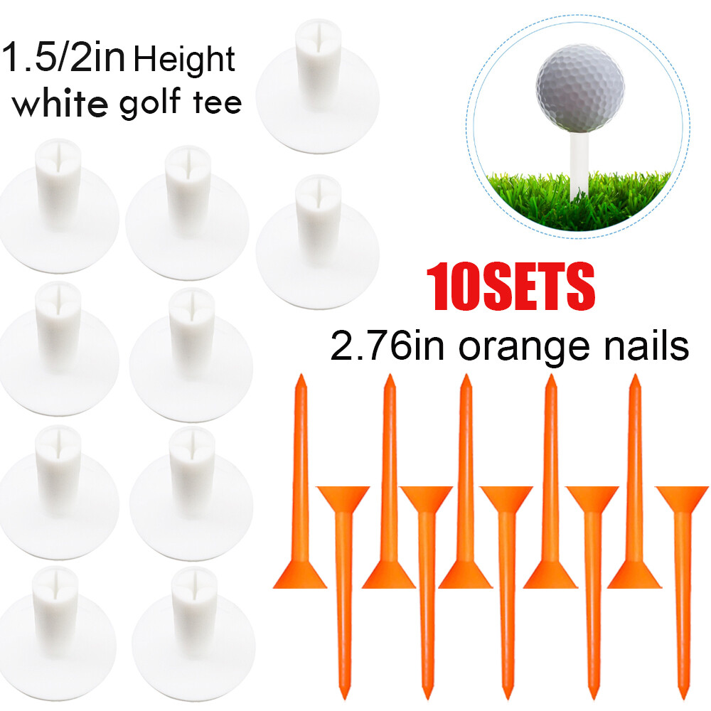 1.5/2in Golf Rubber Tees Holder Range Driving Practice Mat With Castle Tees 10X