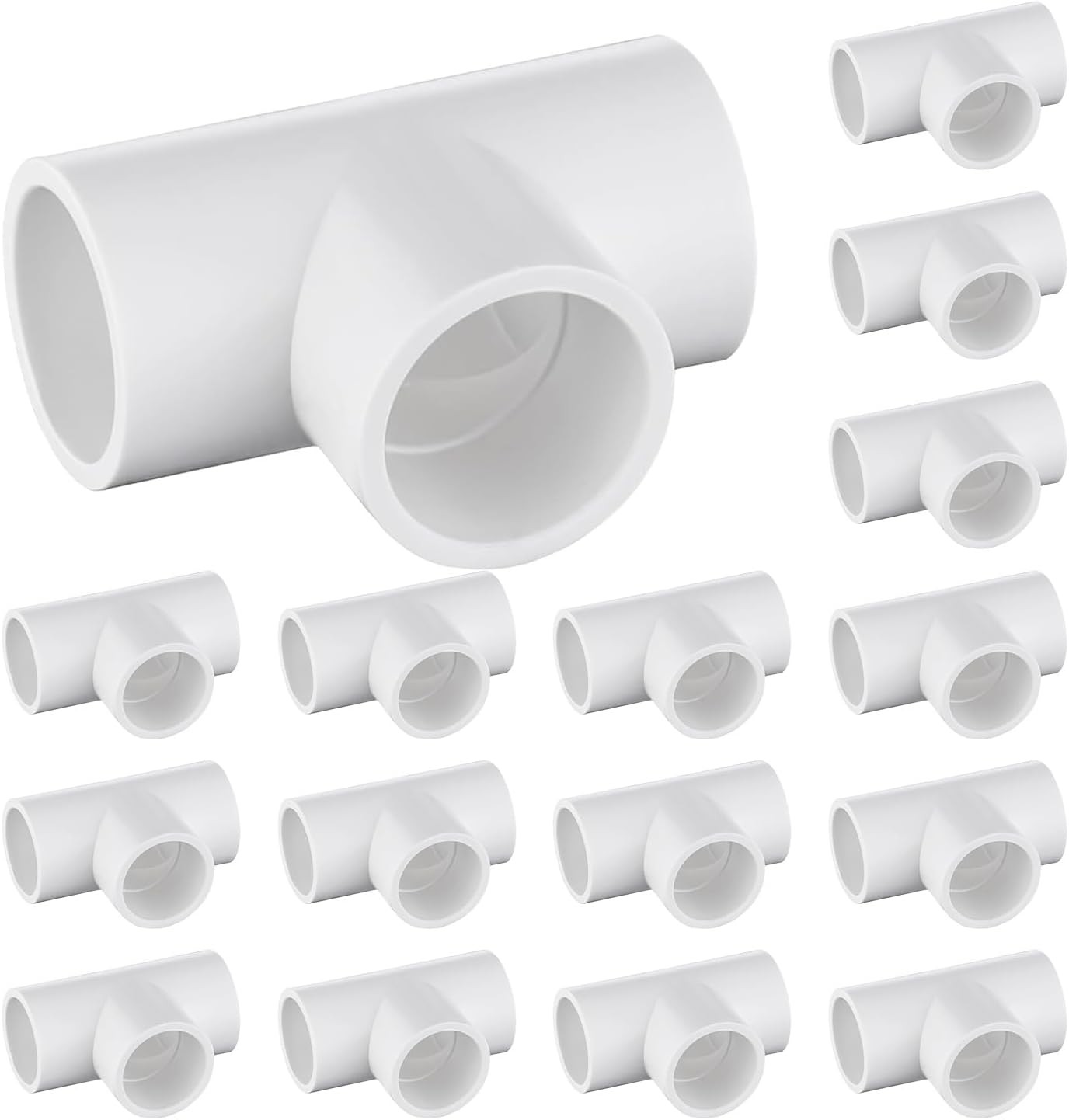16-Packs 1 inch Tee PVC Fitting 3 Way Furniture Grade Pipe Elbow Connector for D