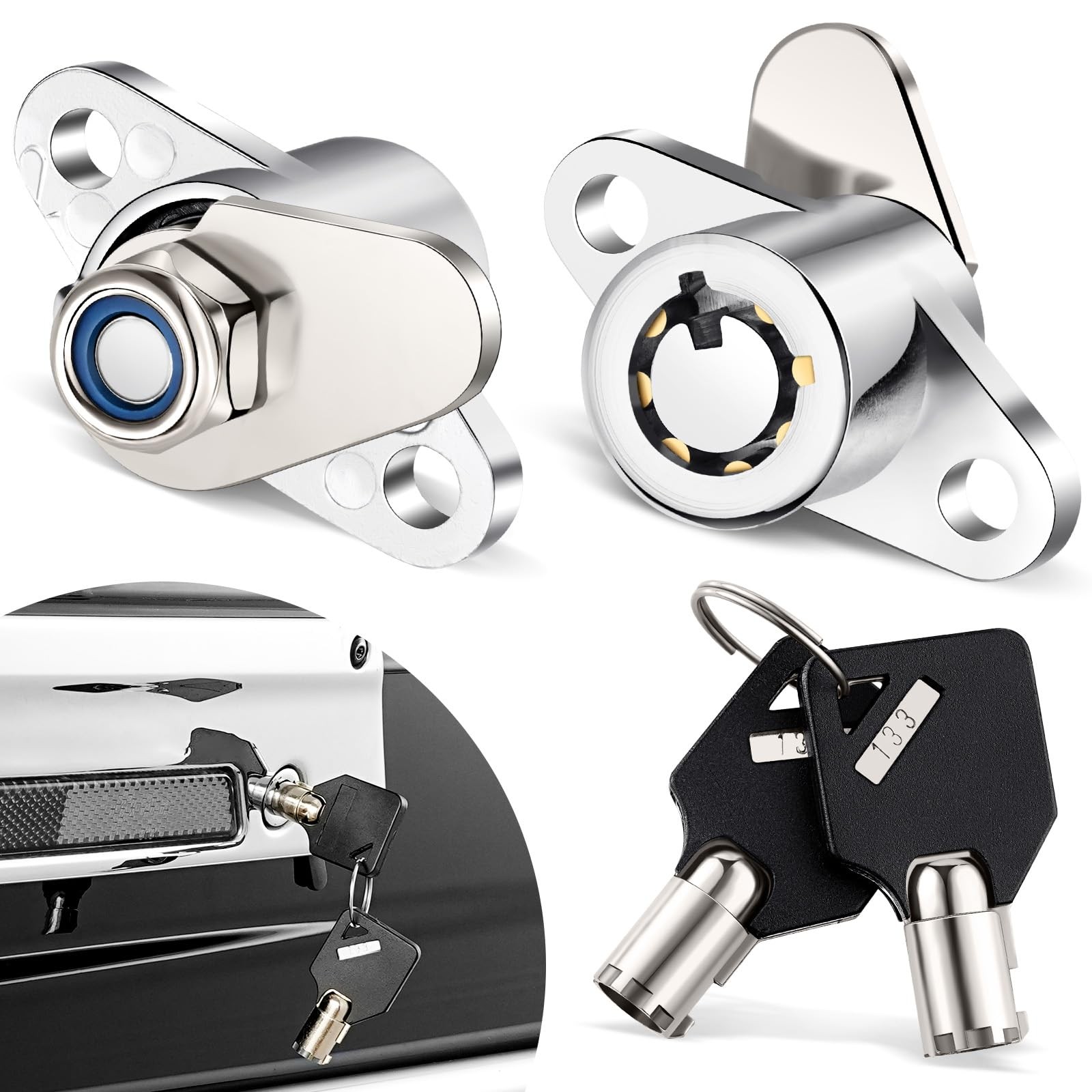 Amazicha 2 Keys Saddlebag Lock Set Hard Saddle Bag Hardware Compatible for Ha...