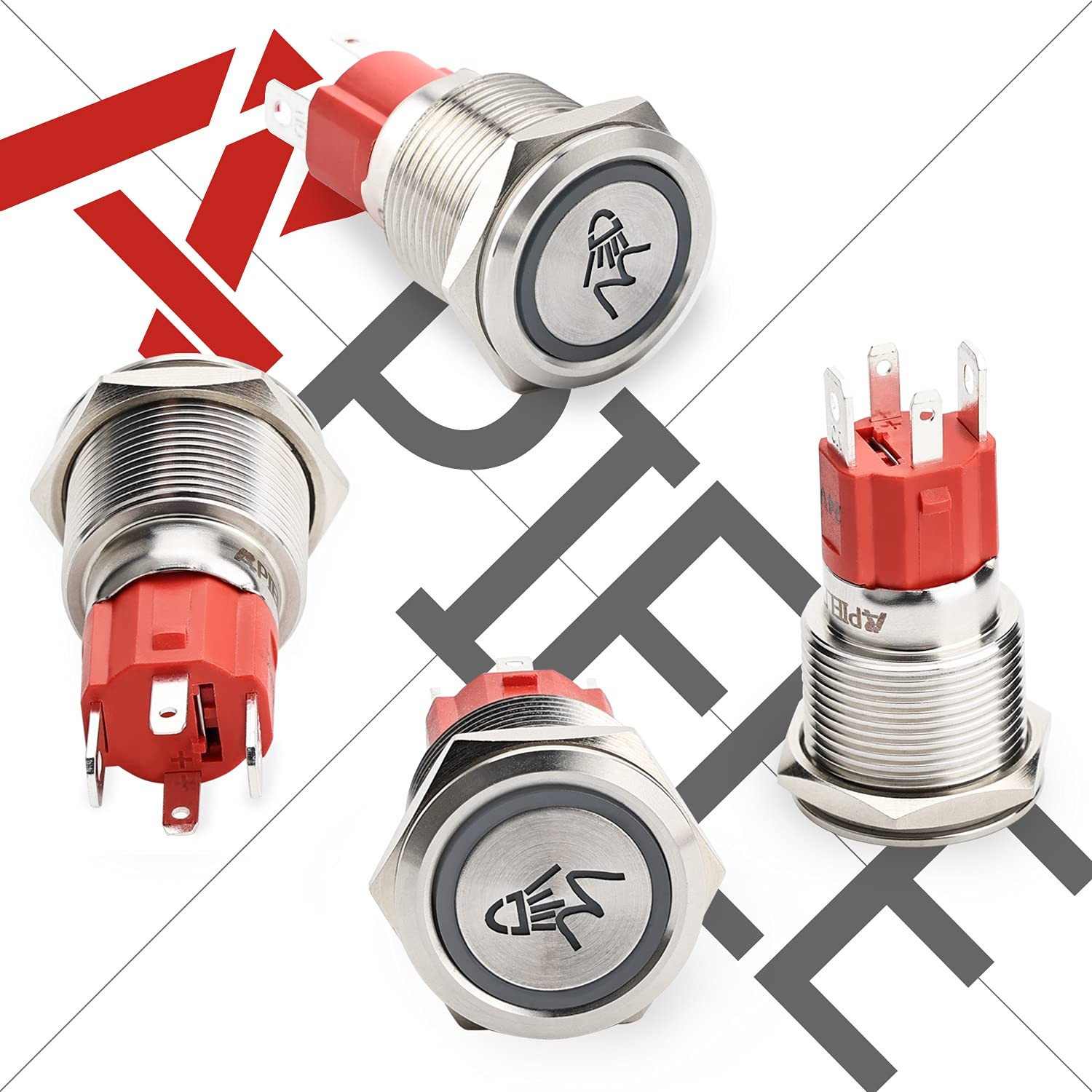 Rock Lights Switch ON Off Rocker Toggle Push Button Switch SPST Stainless Ste...