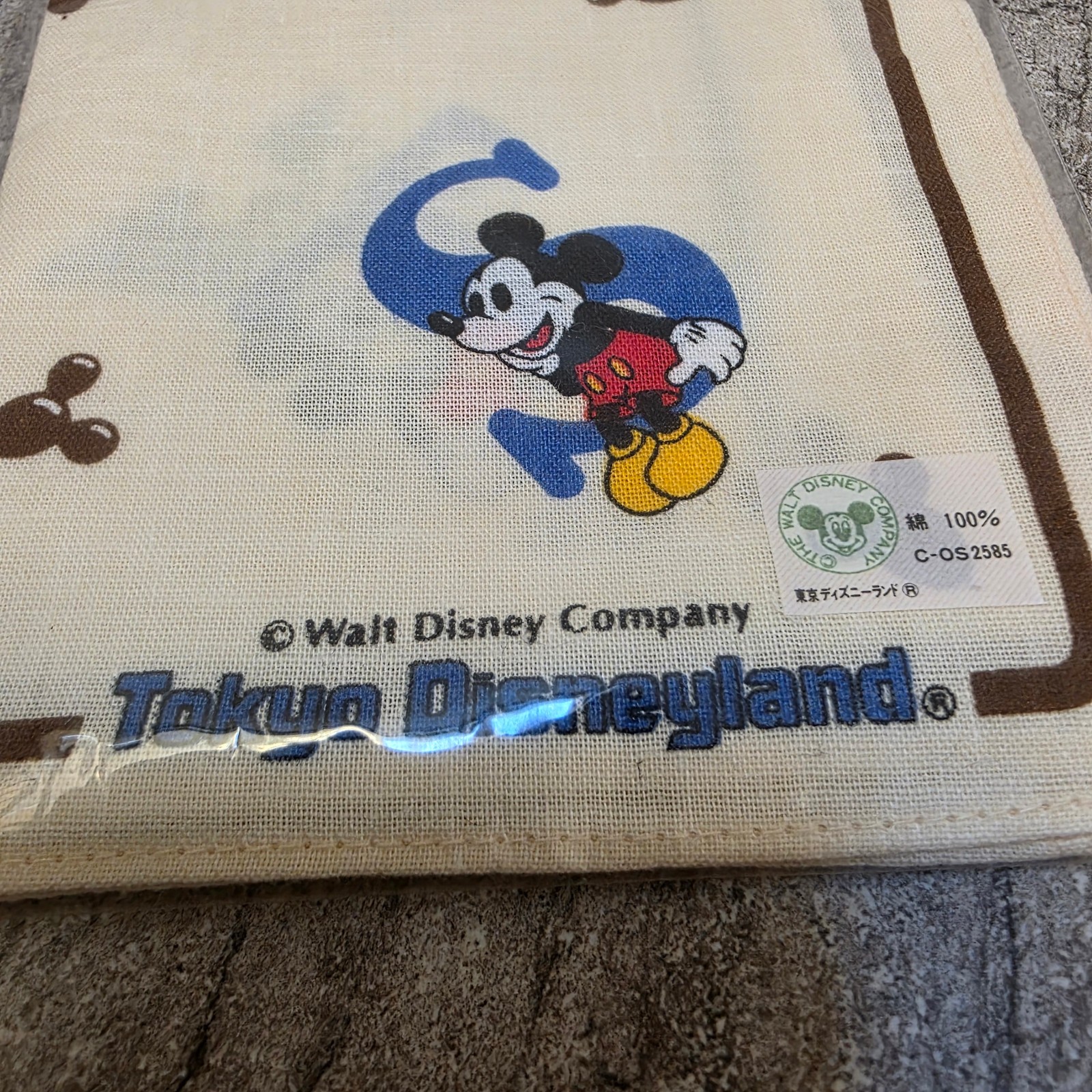 New Mickey Mouse Cotton Bandana Vtg Handkerchief Tokyo Disney Cartoon Square