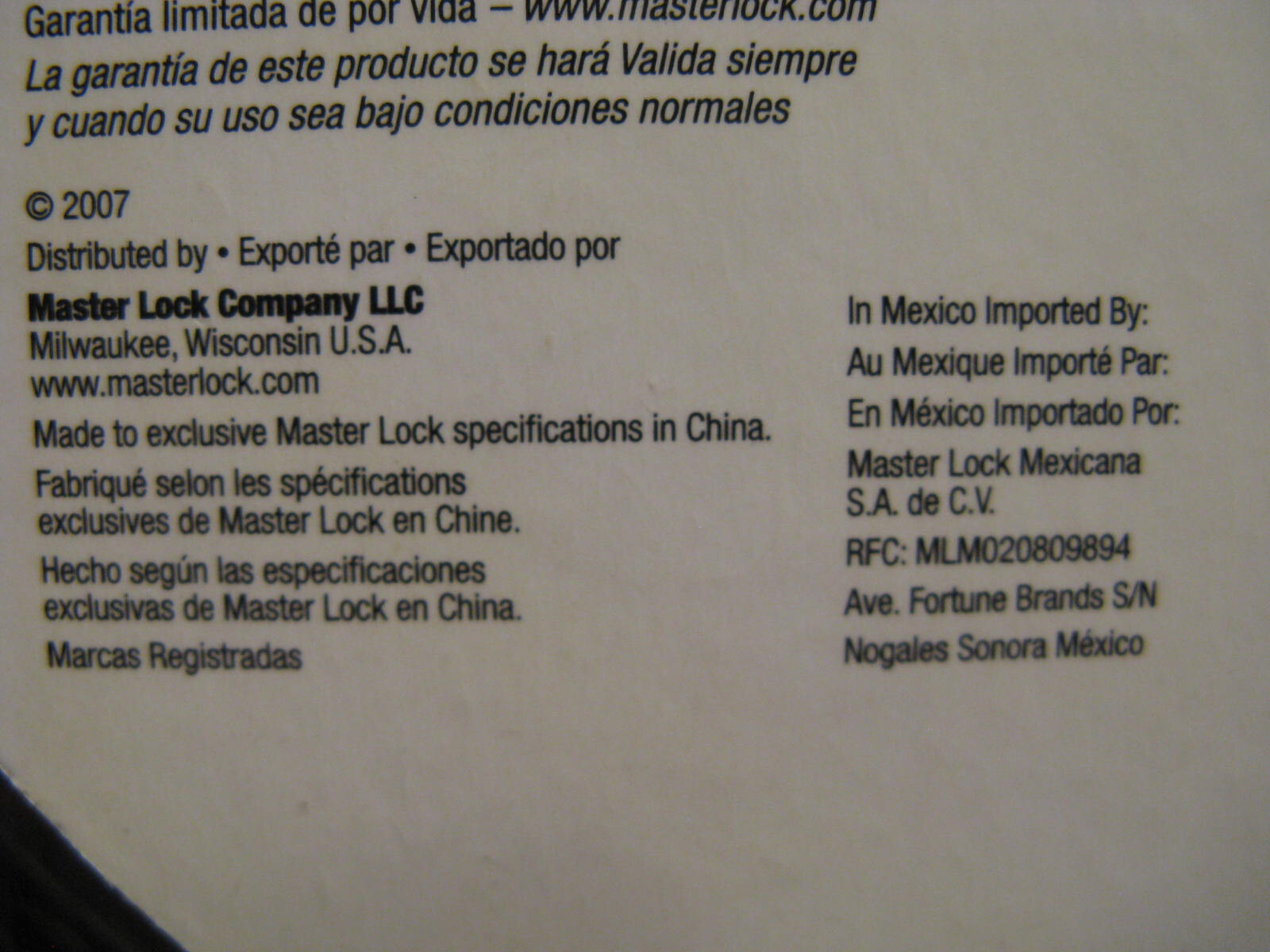 New Master Lock 5 ft Combination Cable Lock 8119DPF 60"