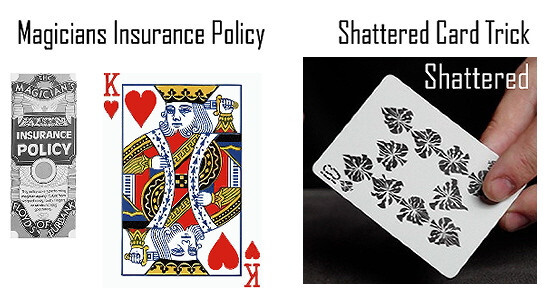 SHATTERED CARD TRICK AND MAGICIANS INSURANCE POLICY 18 x 24 INCH