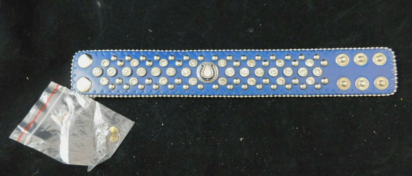 Indianapolis Colts Ladies Blue Leather Bracelet Rhinestone Fancy Style Glitz NFL