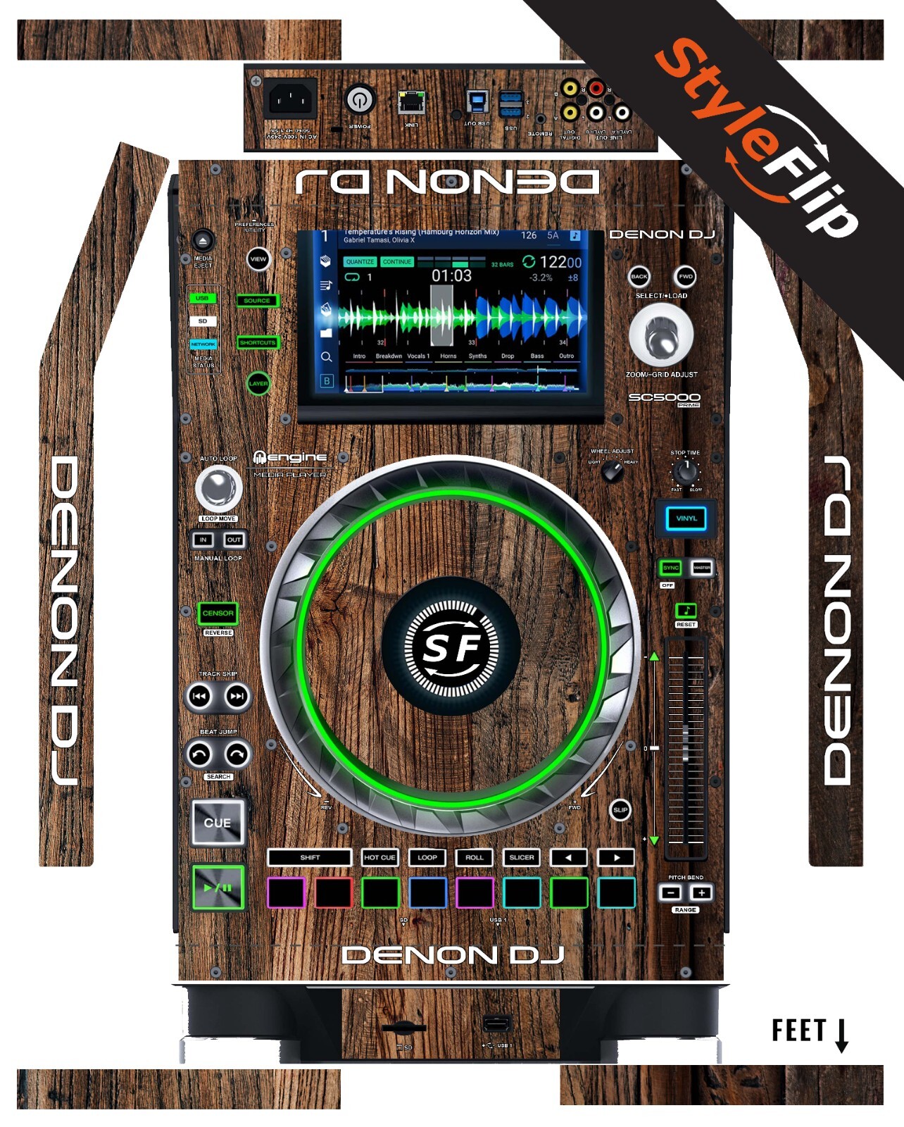 Denon DJ SC5000/5000M Prime Skin | Wood 3 | Protective Decal | StyleFlip Skins