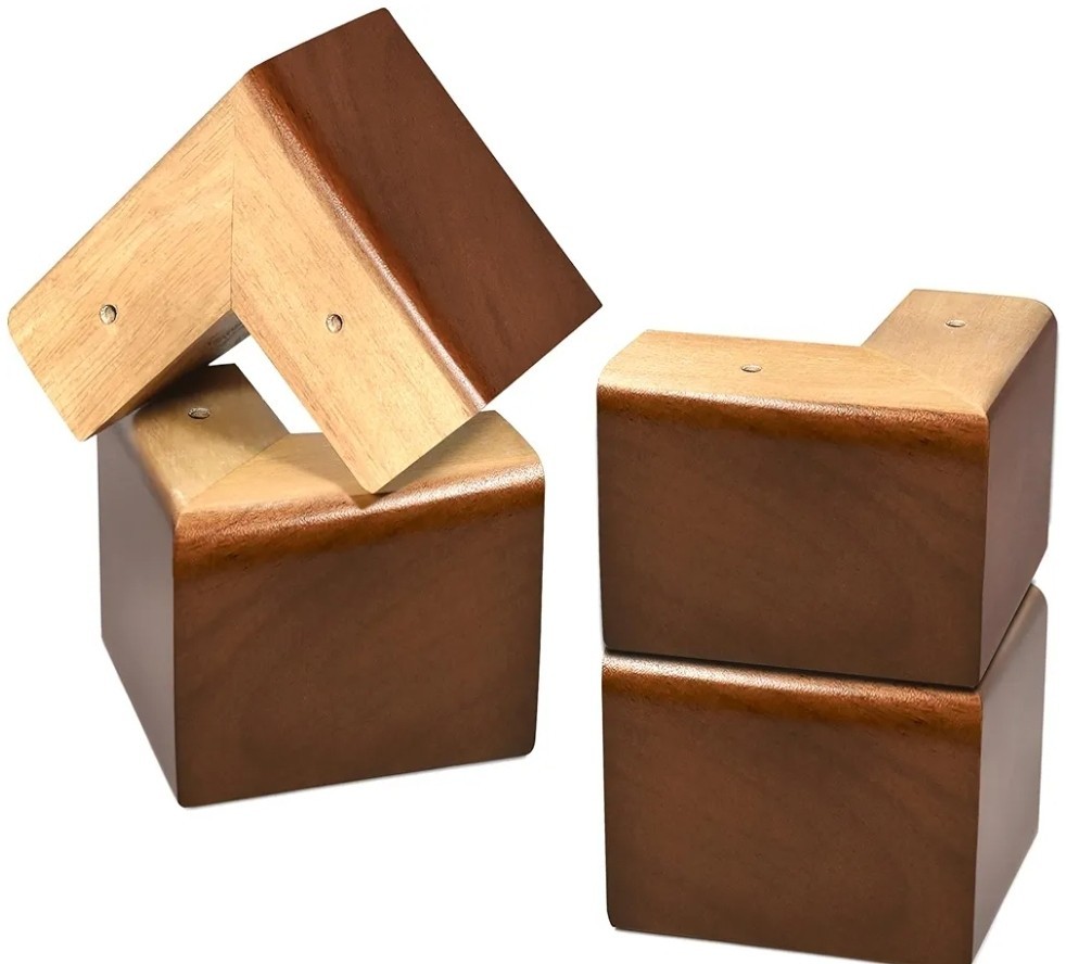 Bed Risers 4 Inch Wood Furniture Risers Pack of 4 Sofa Legs for Couch Dresser Ca