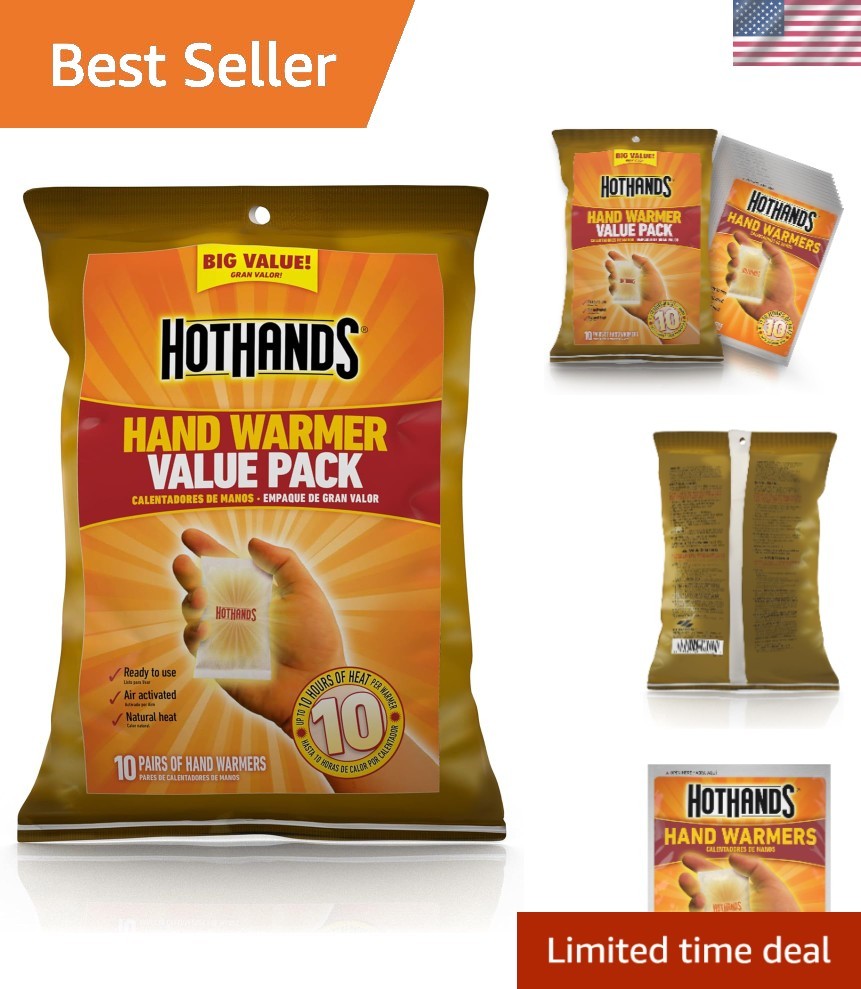 Compact 10 Count Hand Warmer Value Pack - Perfect for Cold Weather Activities