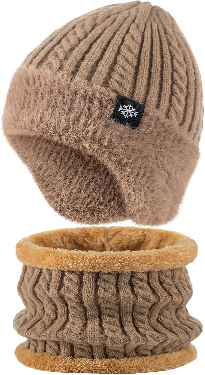 Passionbility Winter Beanie with Earflap Neck Warmer Set for Men Women, Outdoor