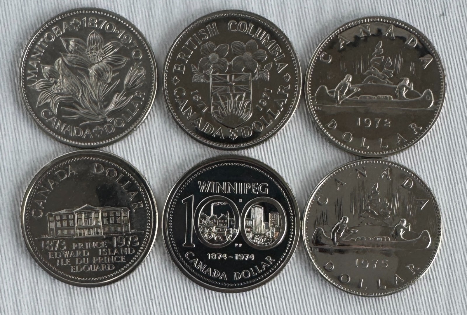 1970-1975 Canada One Dollar Lot of 6 Canadian Commemorative PL Nickel Content $1