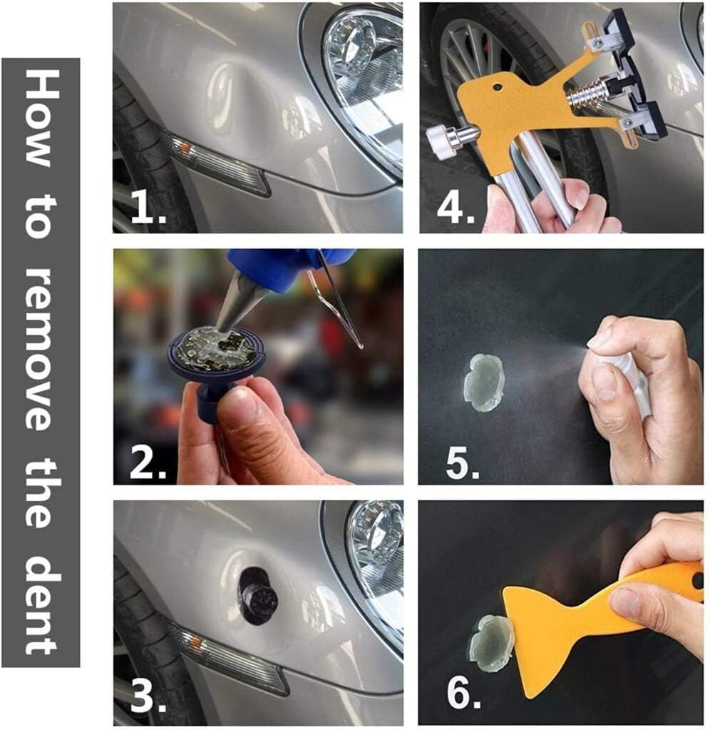 Durable 45-Piece Dent Puller Kit with Glue Gun - Easy Use for Any Skill Level