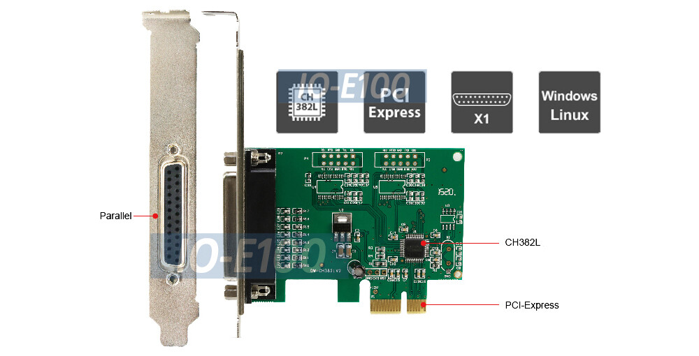 High-Speed Parallel Port PCI Express Printer I/O Card Windows Only