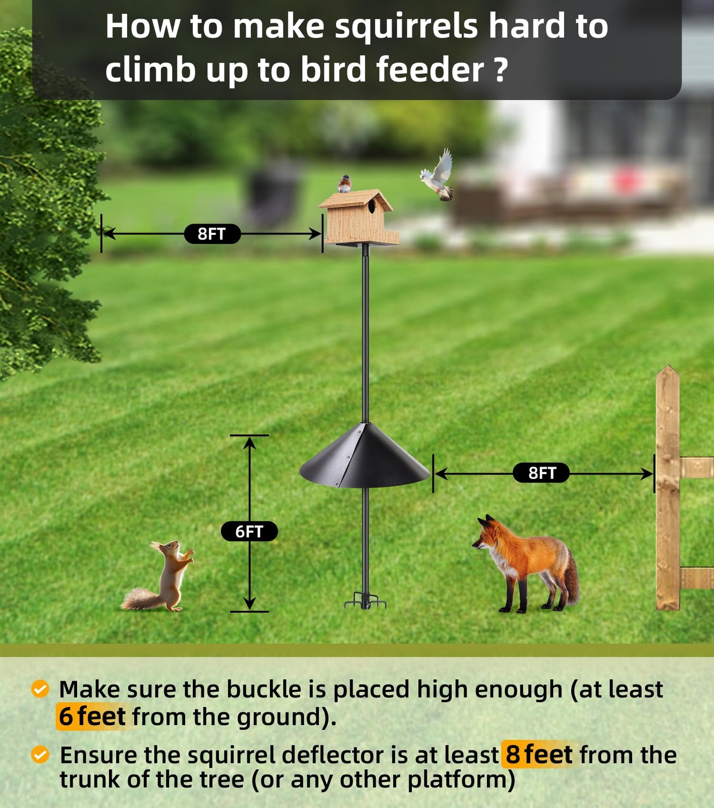 2 Pack Squirrel Baffle for Bird Feeder Pole, Outside Pole 19 inch - 2