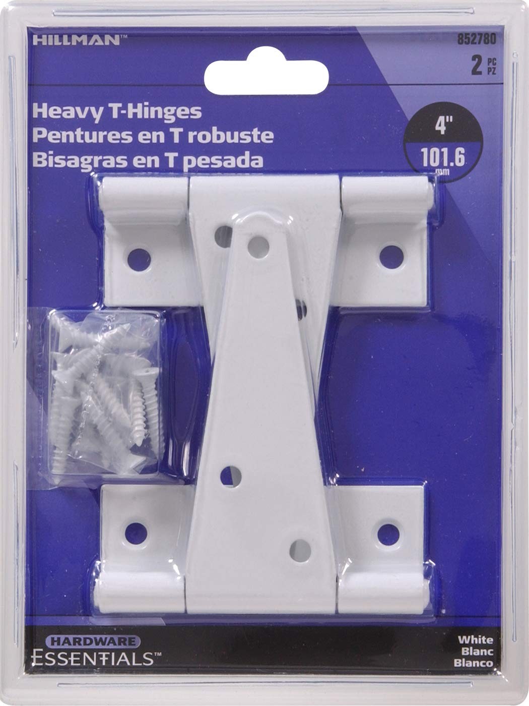 Hardware Essentials 852780 Heavy Duty THinges White 4" 2 Pack