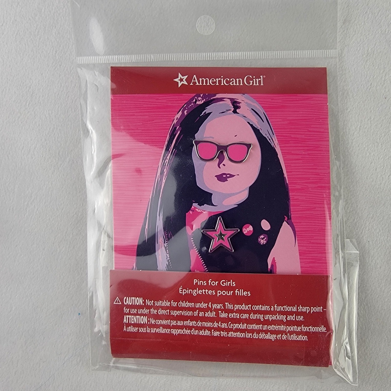 American Girl Pins for Girls Set Pink Sunglasses and Star Enamel Pins NEW 2020