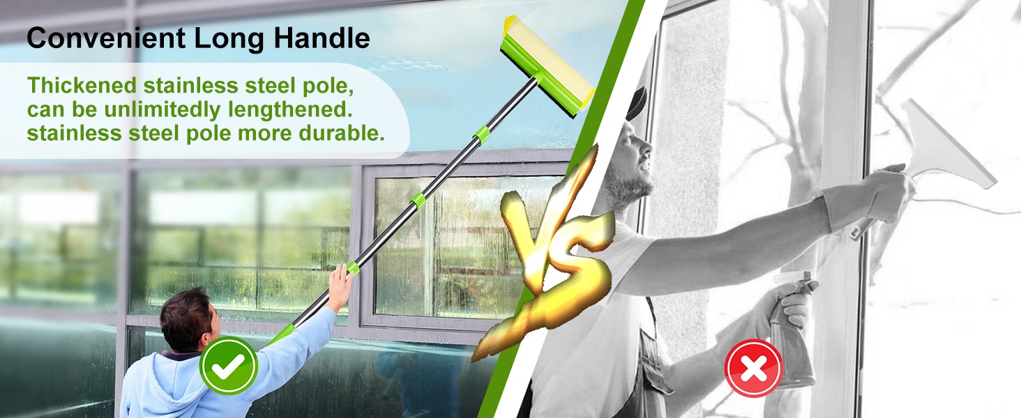 Window Squeegee, Squeegee for Window Cleaning, 2 in 1 Squeegee Window Cleaner